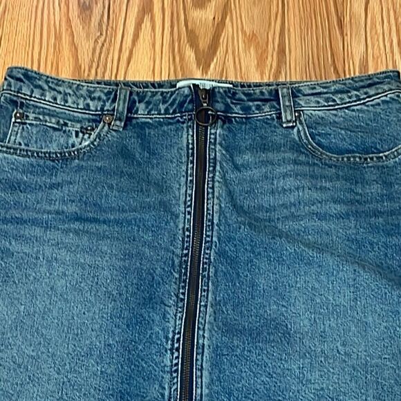 New! Free People Front Zipper Denim Mini, jean skirt, We the Free, 31 - Picture 2 of 7